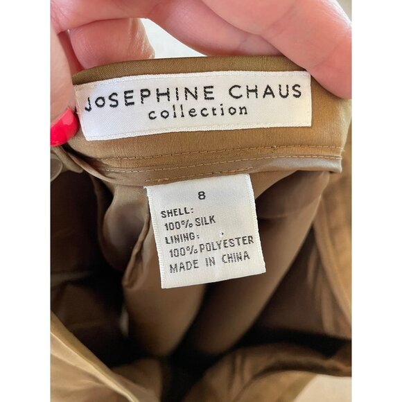 Vintage 90s Y2K 100% Silk Brown Straight Pencil Josephine Chaus Skirt Sz 8 - Picture 8 of 8